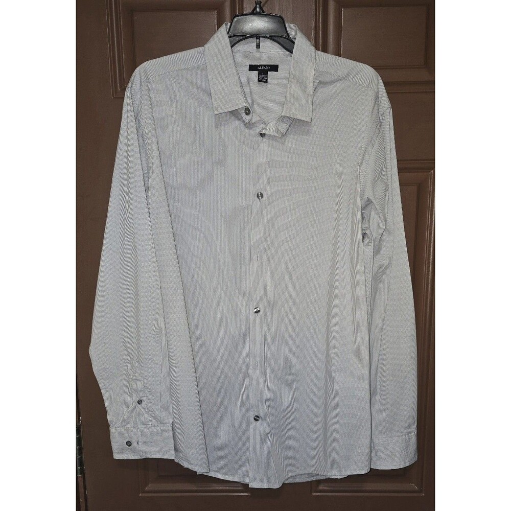 Alfani Men’s  Large Long Sleeve 100% Cotton Dress Shirt Button Up Regular Fit